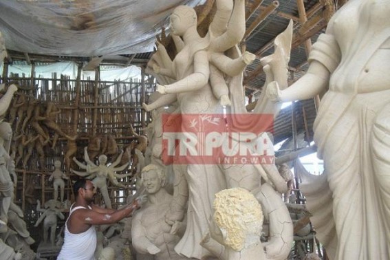 Tripura Artisans started work on making Durga idols